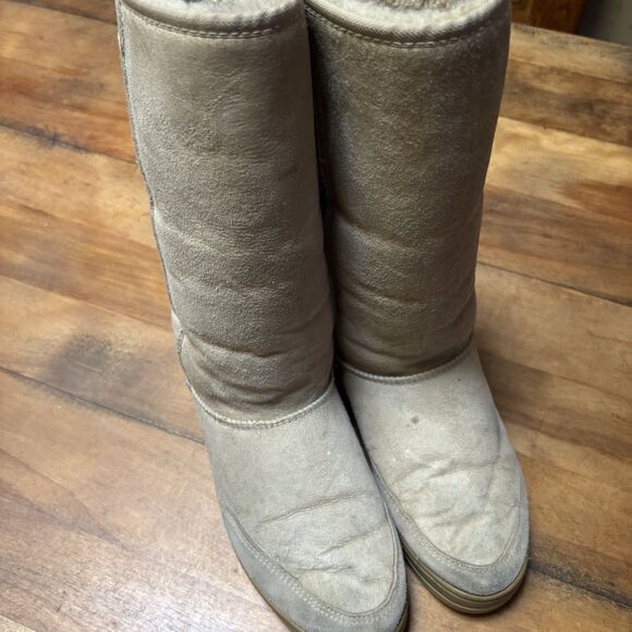 Vintage Ugg Tasman Braid Shearling Boots Women's 9 Ultra Tall New Zealand - Picture 2 of 16